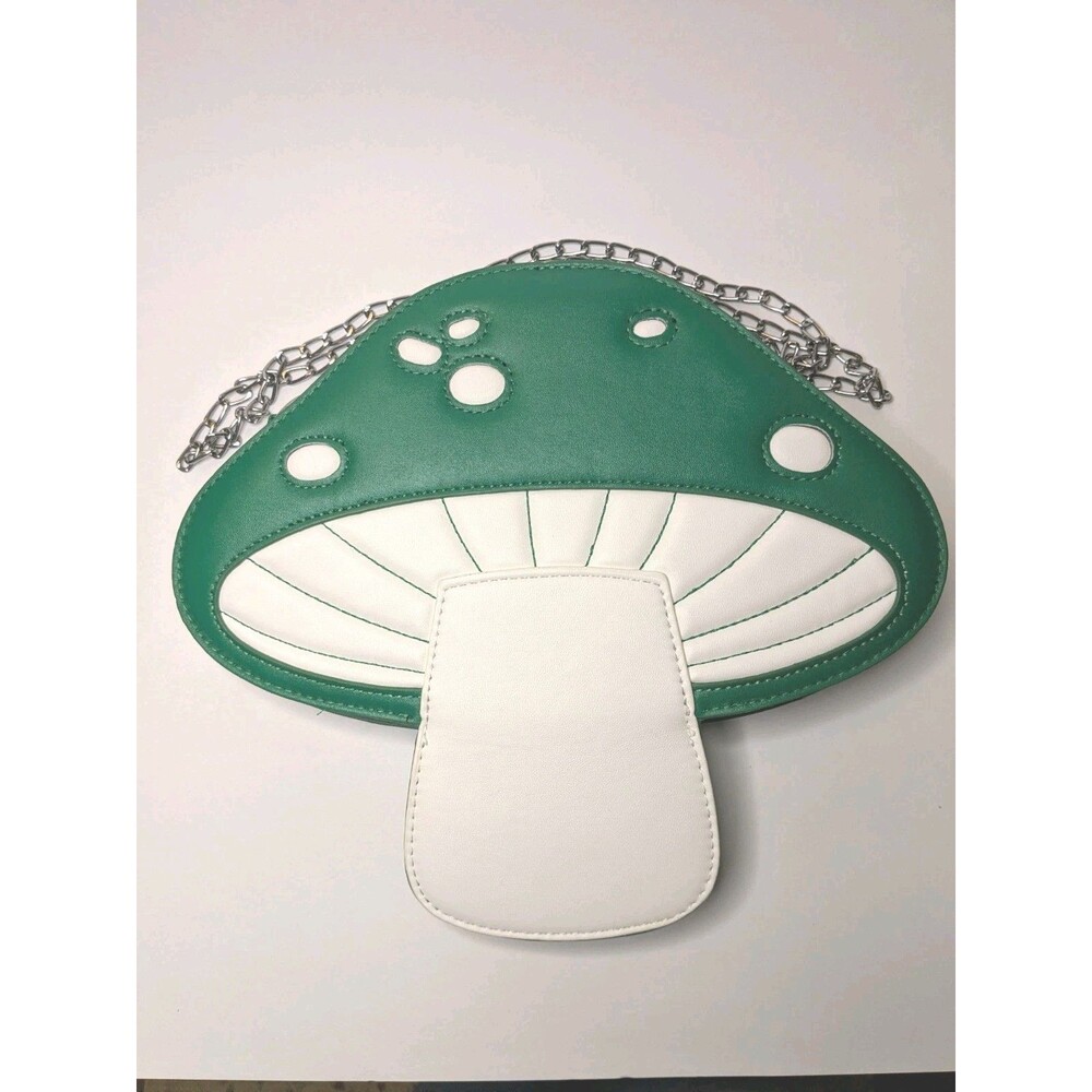 Mushroom Shoulder Bag Green White Novelty Cottagecore Chain Strap Purse